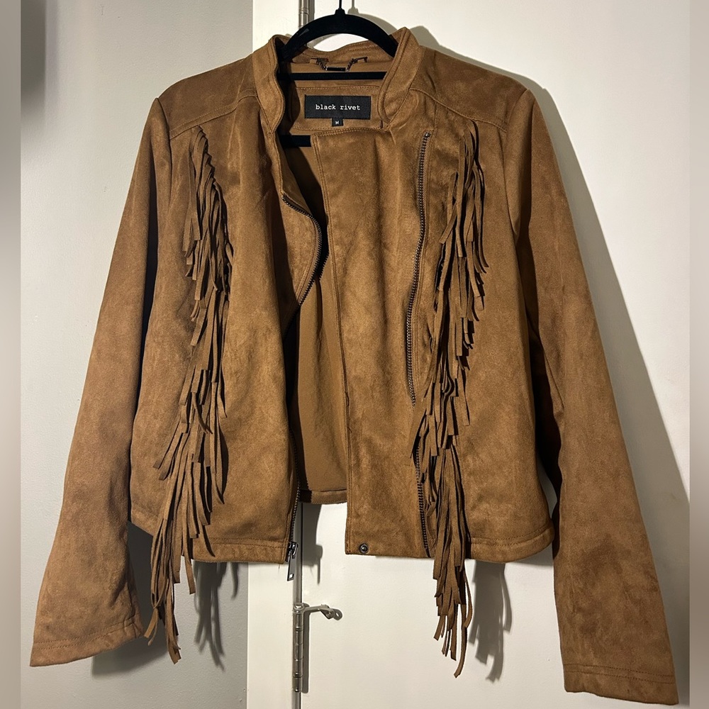 Fringe Suede Jacket - Black Rivet